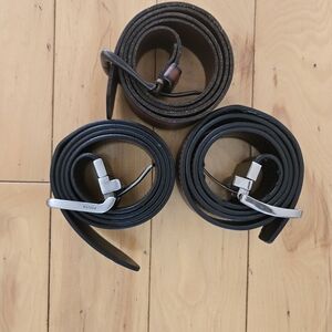 Fossil Men's Black and Dark Brown Leather Belts